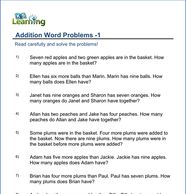 Grade 1 Addition Word Problems Worksheets 19 Best Images Of Sentence Variety Worksheet 1st