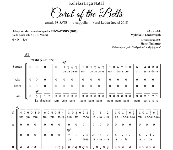 Not Angka Lagu Natal Di Hatiku / Portofolio Terjemahan English To
