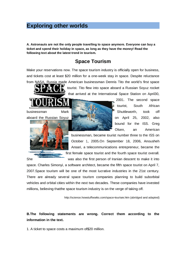 12+ Space Reading Comprehension Worksheets Image - Reading