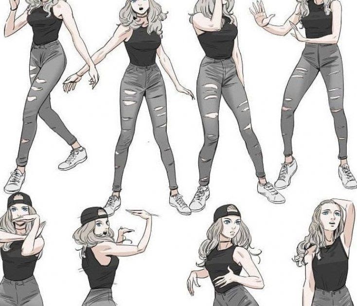 Cartoon Casual Poses Reference Drawing - bmp-public