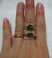 Swarovski crystal herringbone weaved rings around finger