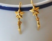 Brass Lever Back Ear Wires with Star Adornment and Loop fnd011Q - yummytreasures Brass Lever Back Ear Wires with Star Adornment and Loop fnd011Q - yummytreasures