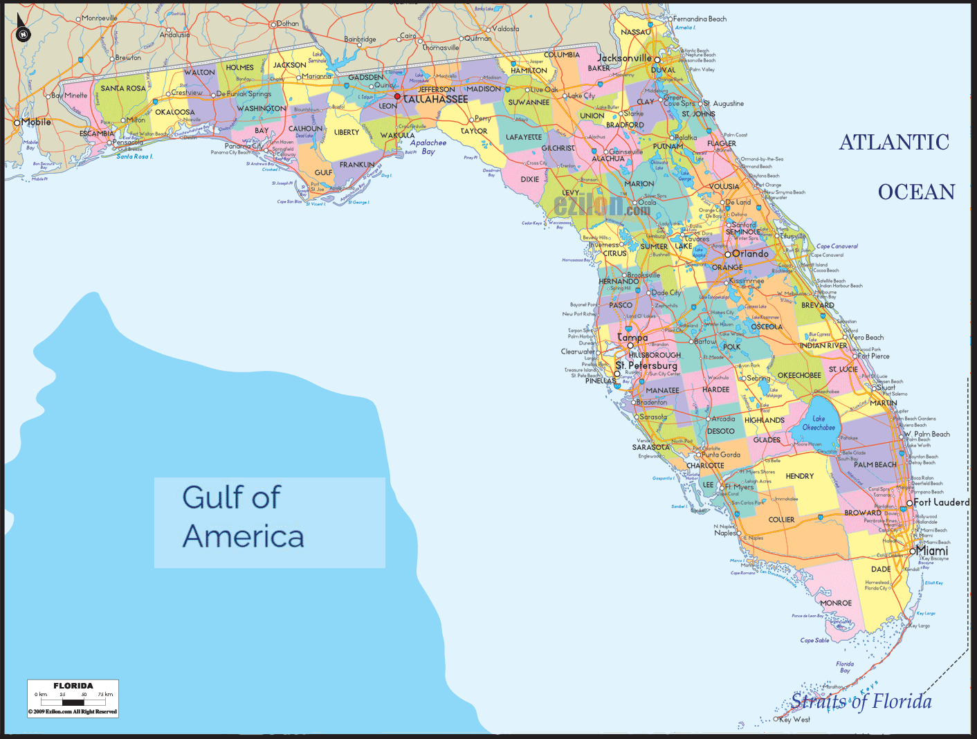 Political Map Of Florida Ezilon Maps Political Map Of Florida Ezilon Maps