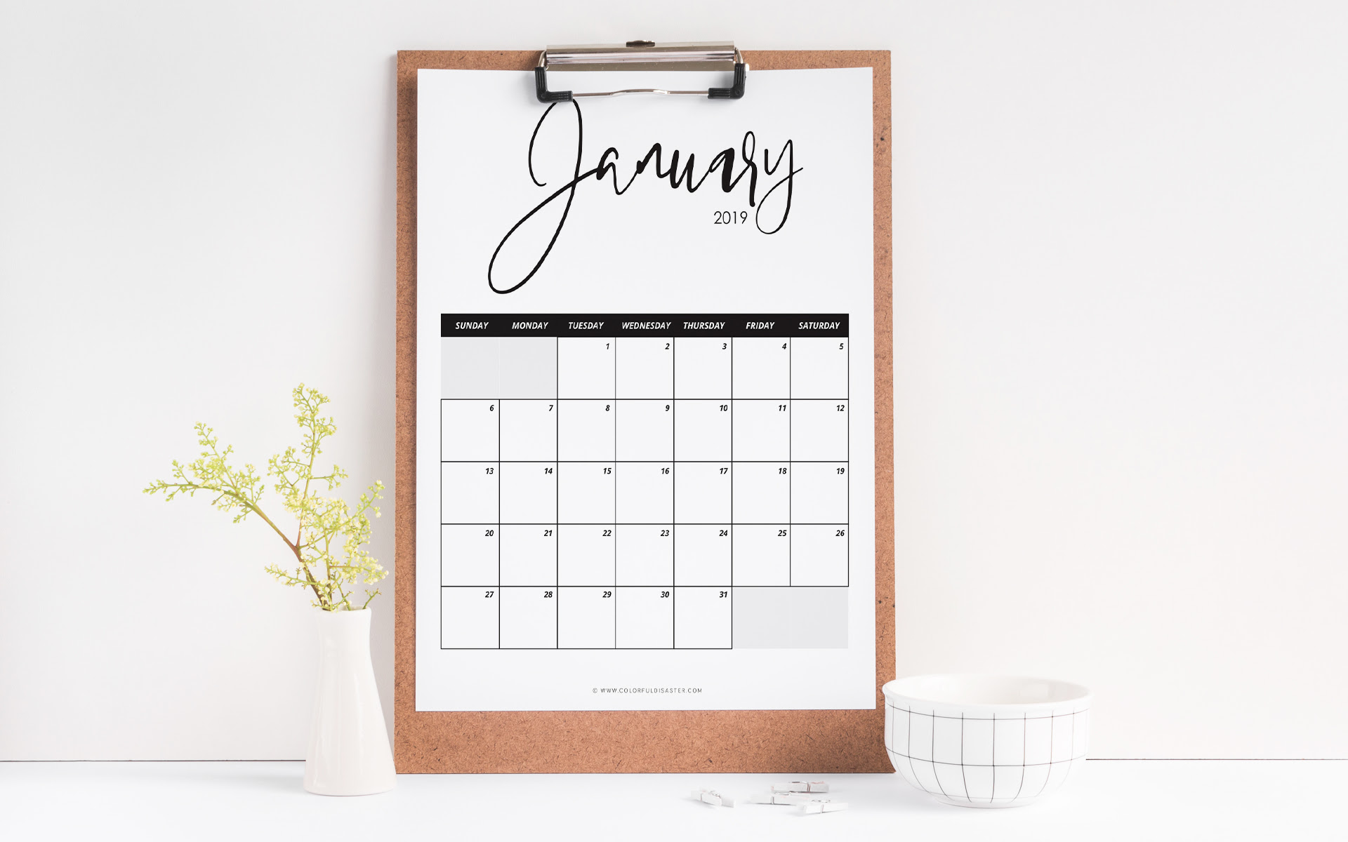 calendario mensual para imprimir 2019
