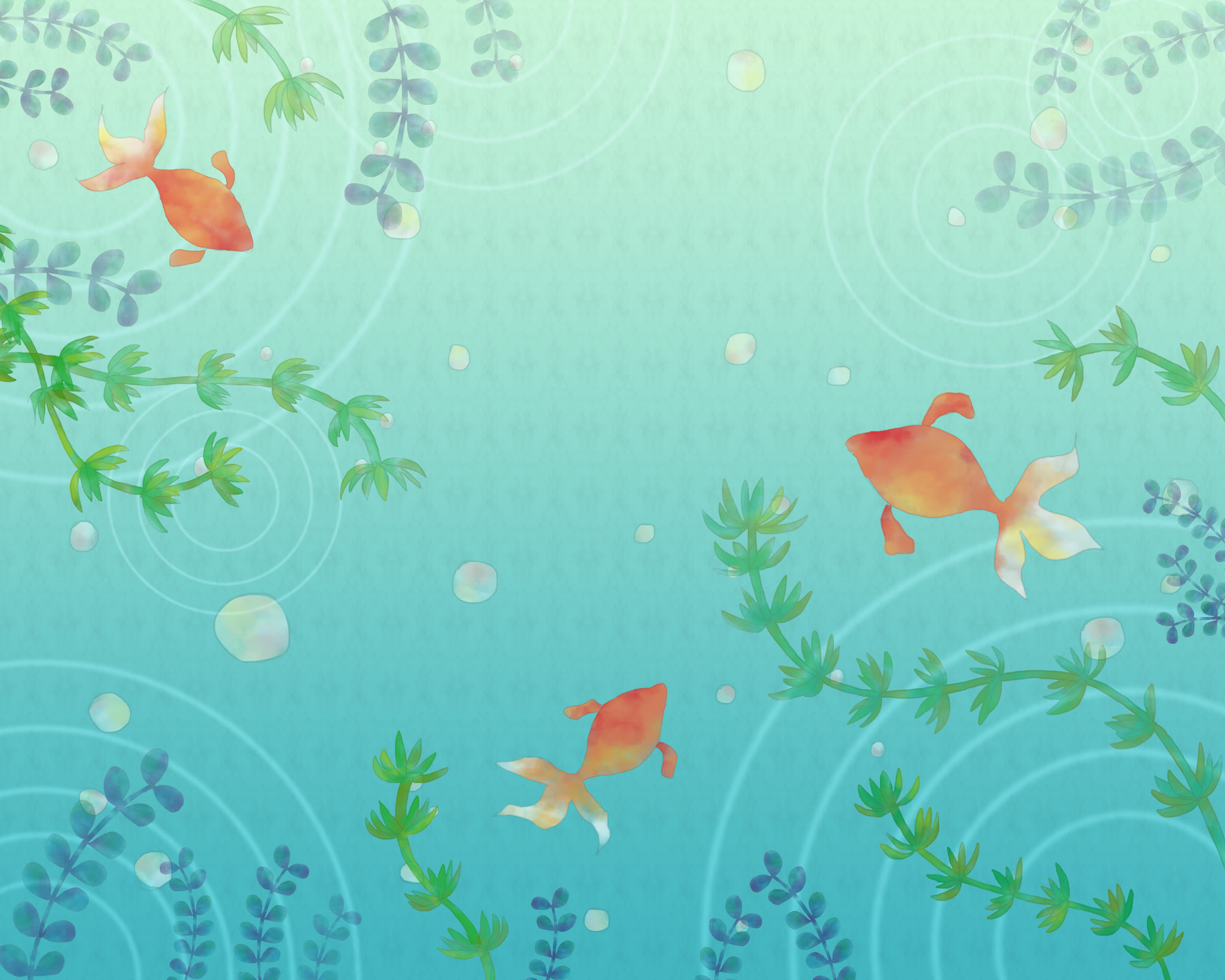ぜいたく壁紙 金魚 花の画像