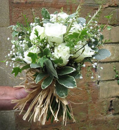Image detail for -... bouquet Handtied white country bouquet Bridesmaid white rose basket