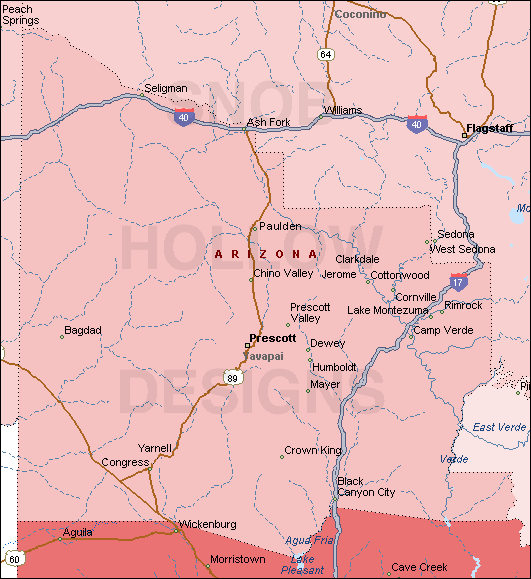 Map of yavapai county hiking in map