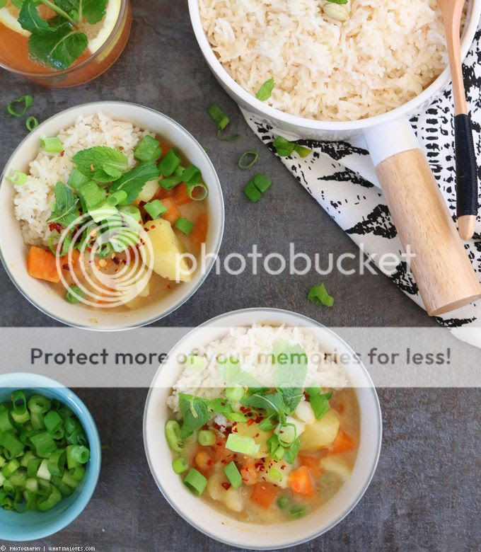 Kartoffel-Möhren-Curry mit Basmatireis | whatinaloves.com Gastfreundschaft Kochbuch Curry