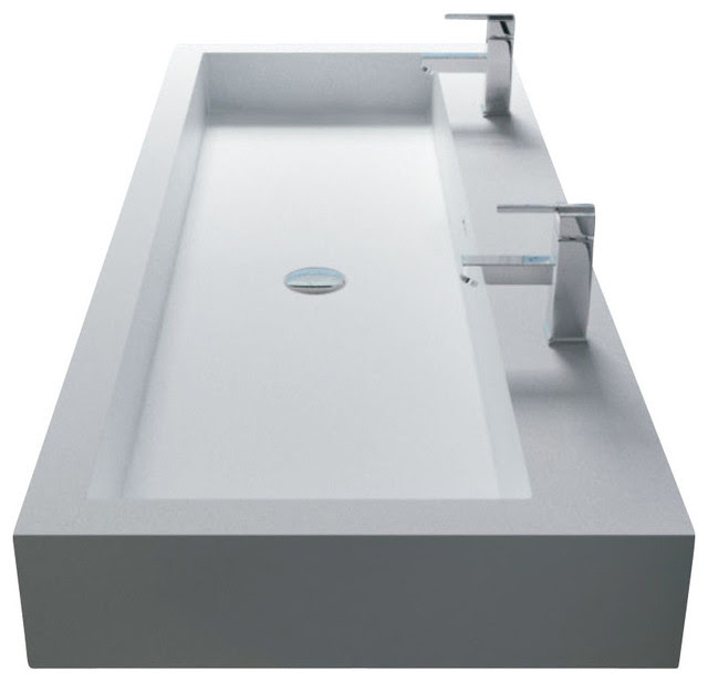 White Wall-Hung Stone Resin Sink - modern - bathroom sinks - by