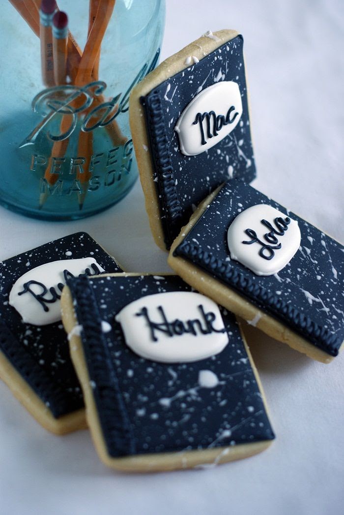 composition notebook decorated cookies
