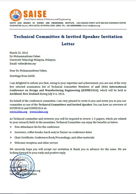 Invitation Template To Join Committee