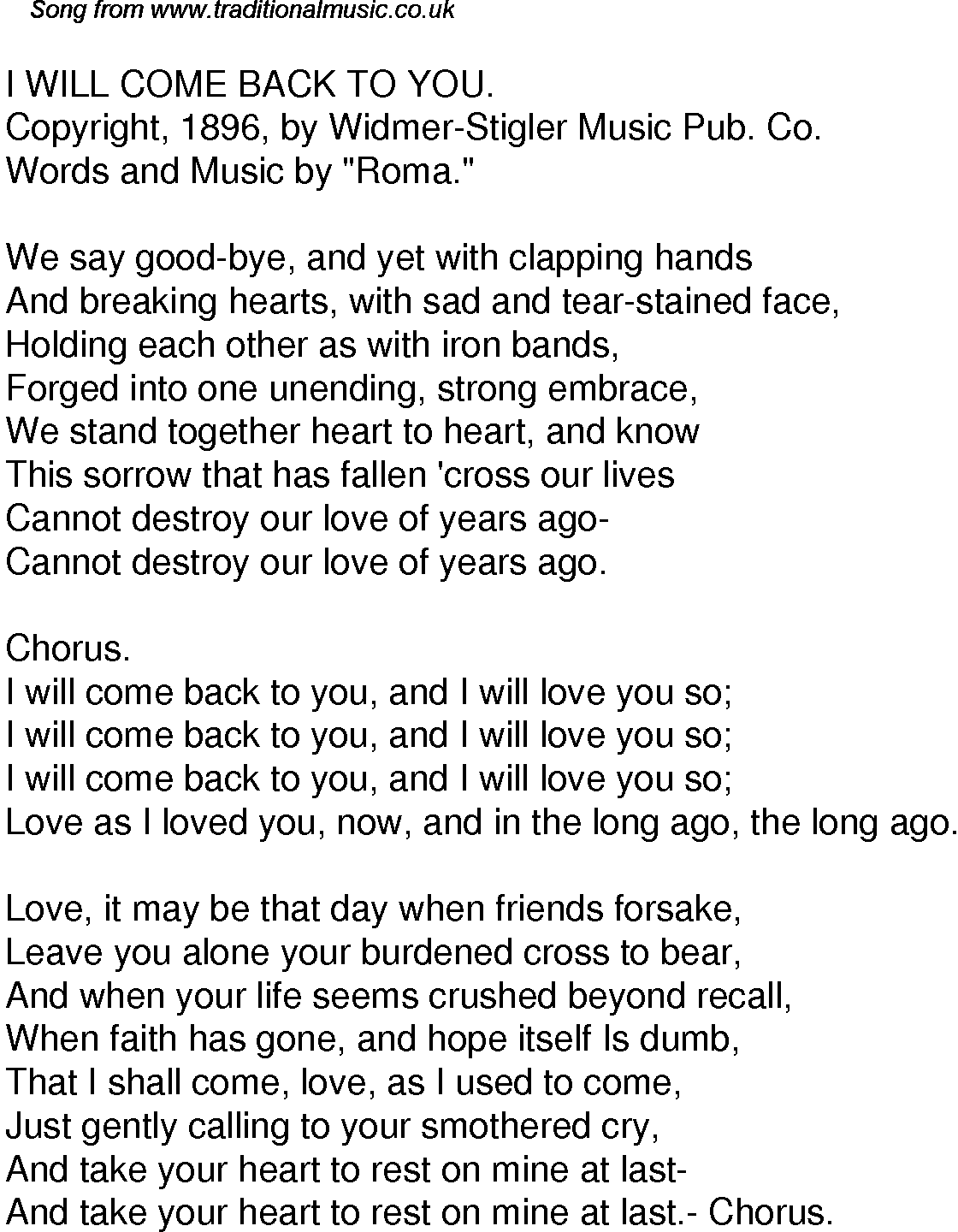 It Will Come Back Lyrics - LyricsWalls