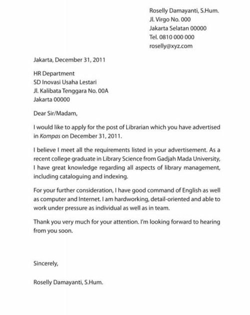 Lowongan Pekerjaan Dan Contoh Surat Lamarannya
