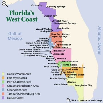 Map Of Florida Gulf Coast World Map Atlas