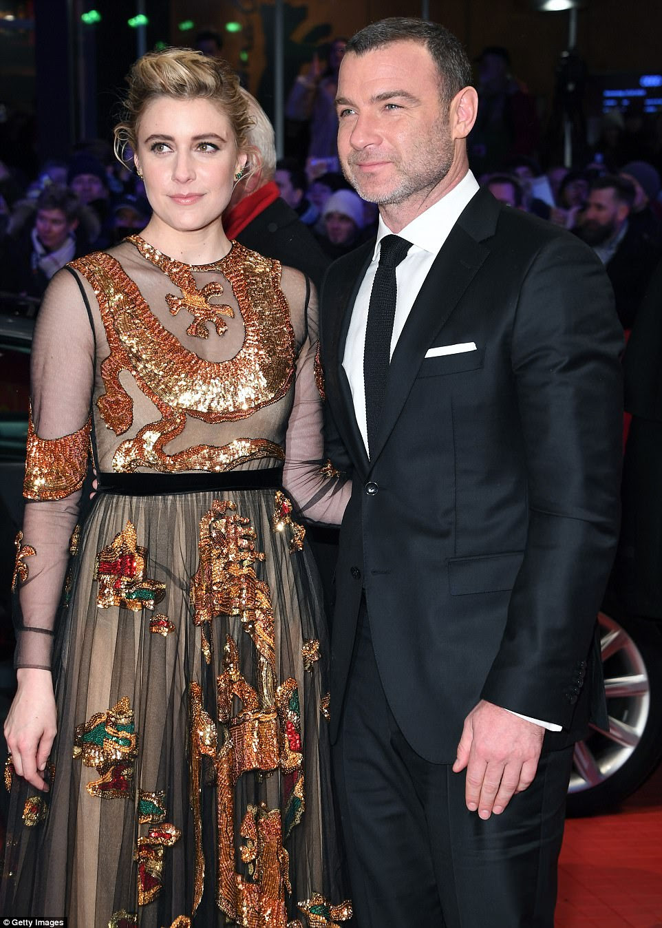 Side by side: The actress was joined by Liev Schreiber, who both lend their voice to the new animated adventure
