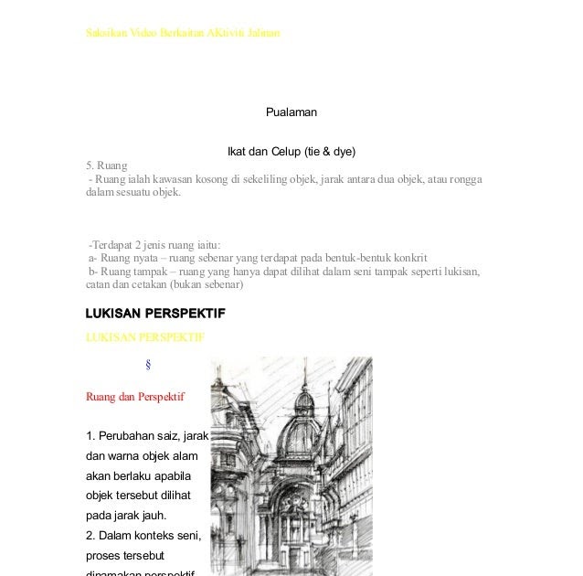 Nota Ringkas Pendidikan Seni Visual Tingkatan 4  Seni Visual Latihan