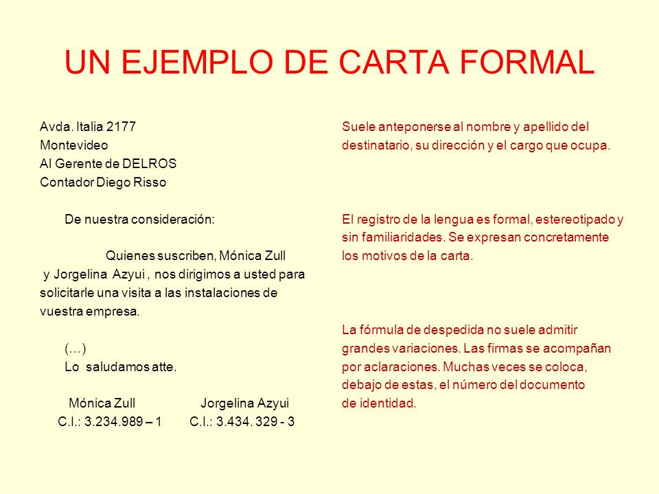 Ejemplo De Carta Formal En Español Ejemplo Sencillo