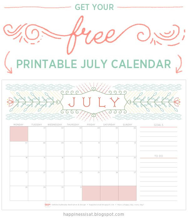Calendar Template Tumblr : Happiness is july free printable calendar Calendar Template Tumblr : Happiness is july free printable calendar