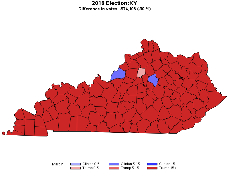 Kentucky Election Results By County Map Time Zones Map World
