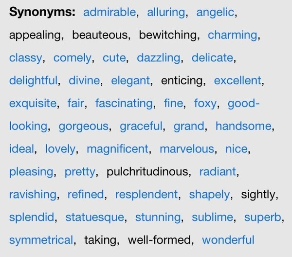 Beautiful Synonyms - Beautiful Synonyms