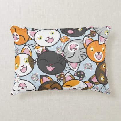 Oodles of Kitty- Rectangle Pillow (choose color)