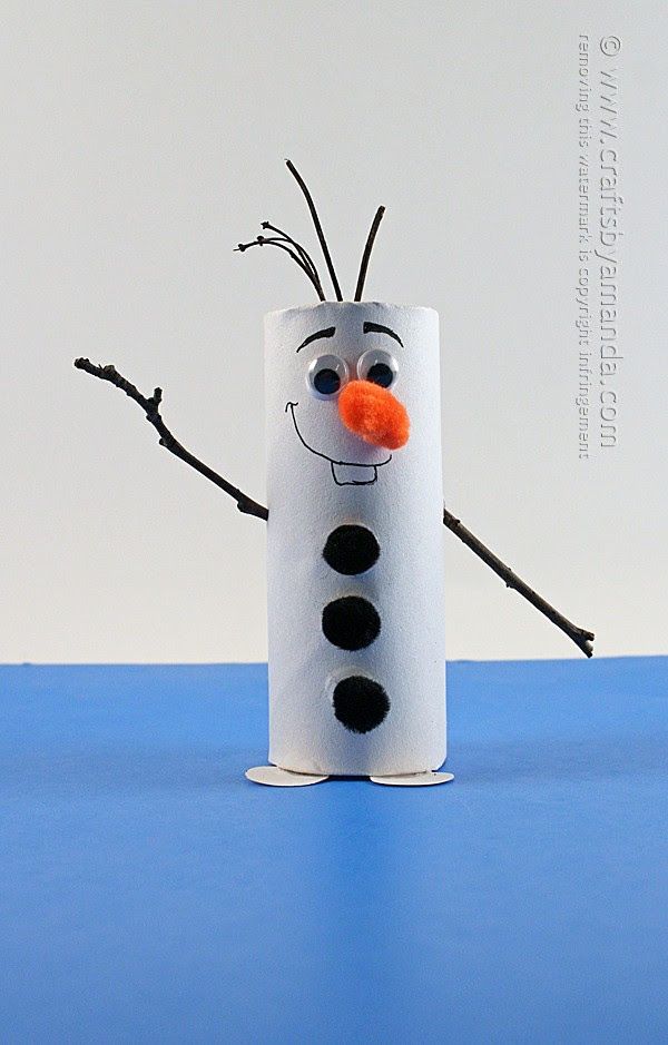 Cardboard Tube Olaf: Snowman from Frozen by Amanda Formaro of Crafts by Amanda