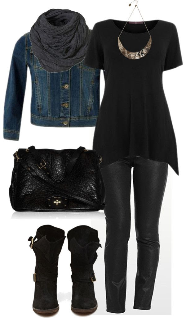 "Black & Denim - Plus Size" by alexawebb ❤ liked on Polyvore