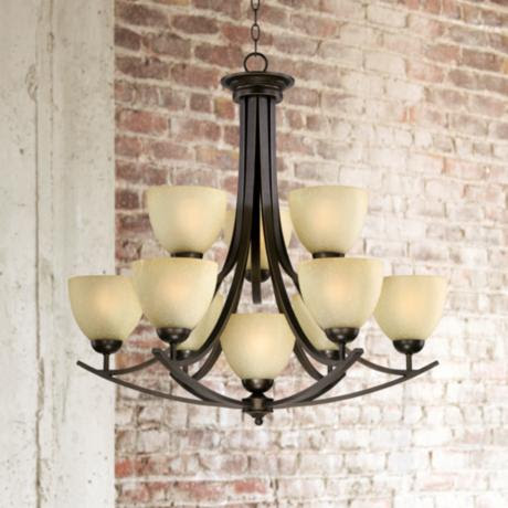Bronze 31 1/2" Wide 10-Light Entryway Chandelier - #V7533 | LampsPlus.