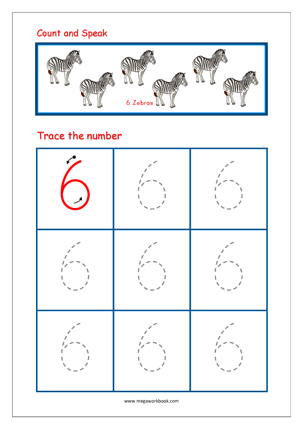 Trace Number 6 Coloring Page