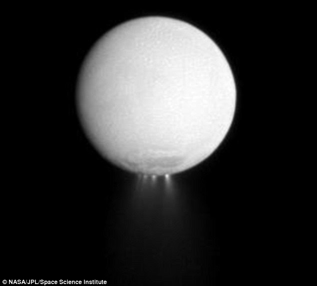 At least four distinct plumes of water ice spew out from the south polar region of Saturn's moon Enceladus