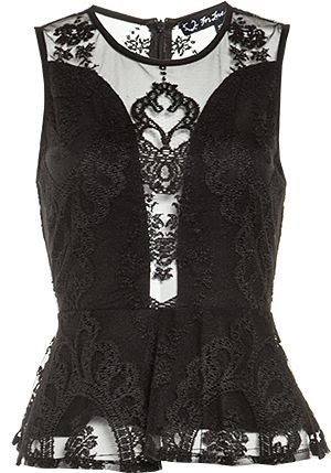 Black Lace Peplum Top ♥