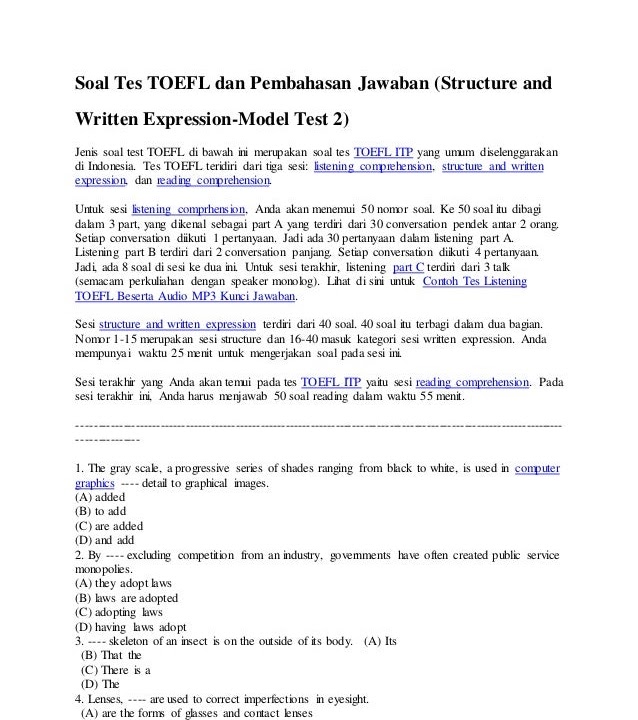 10++ Kunci jawaban reading toefl info