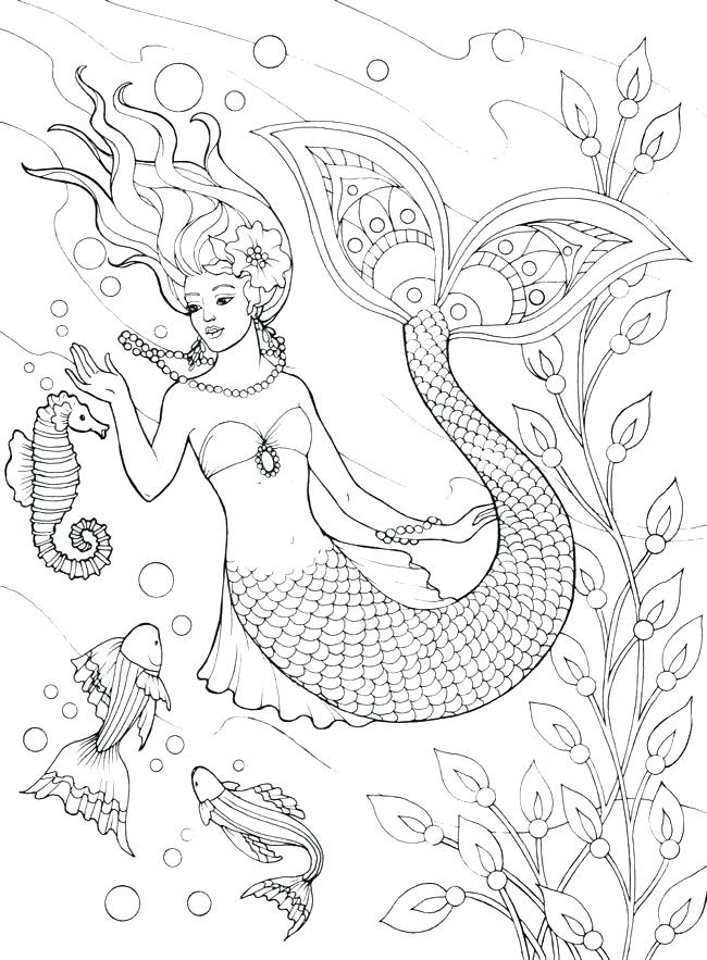 Enchanted Mermaid Coloring Pages For Adults - Super Kins Author