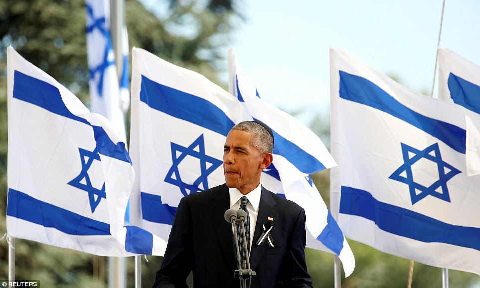 Plea: Presidente dos EUA, Barack Obama eulogises ex-presidente israelense, Shimon Peres, comparando-o a Nelson Mandela, a rainha e outras grandes figuras do século 20 - e esperava seu funeral pode alavancar um processo de paz