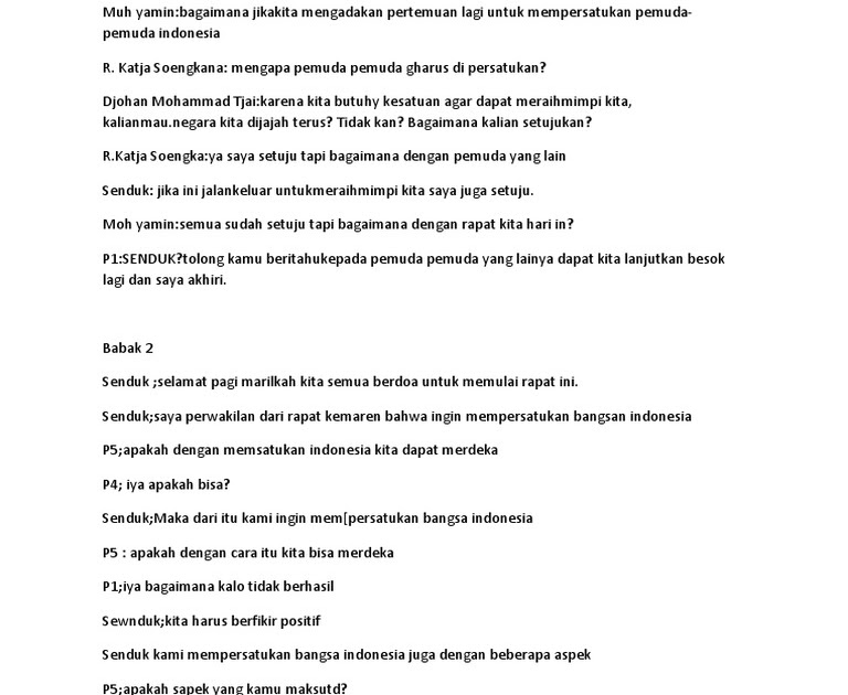 Naskah Drama Sumpah Pemuda Dunia Belajar