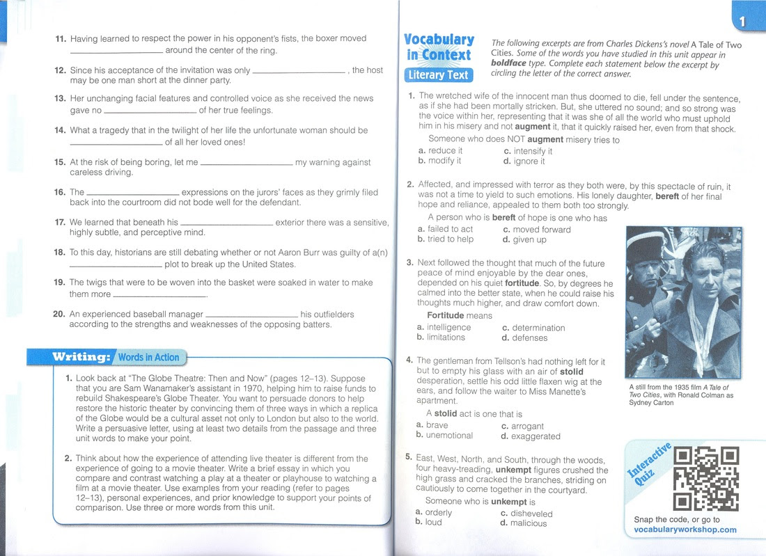 Bestseller: Vocabulary Workshop Level D Answers Unit 4