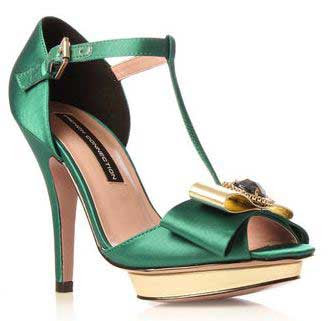 green heels with gold