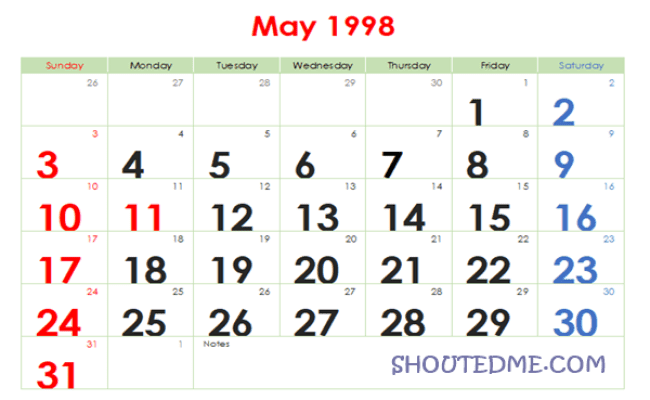 Kalender 1998 Lengkap Dengan Weton - Insanalandia