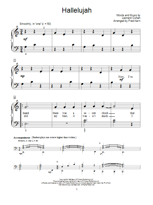 Free Sheet Music Leonard Cohen Hallelujah Piano Best Music Sheet