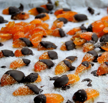 Half-Candied Kumquats Dipped in Dark Chocolate