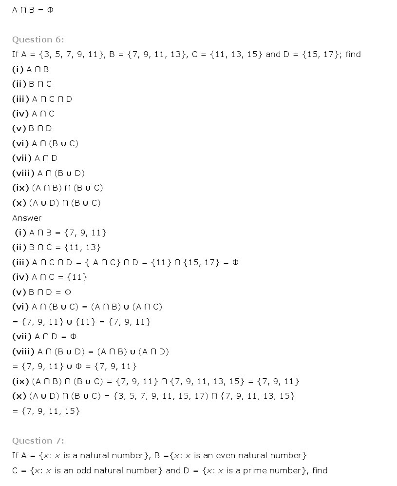 NCERT Solutions for Class 11th Maths Chapter 1 - Sets