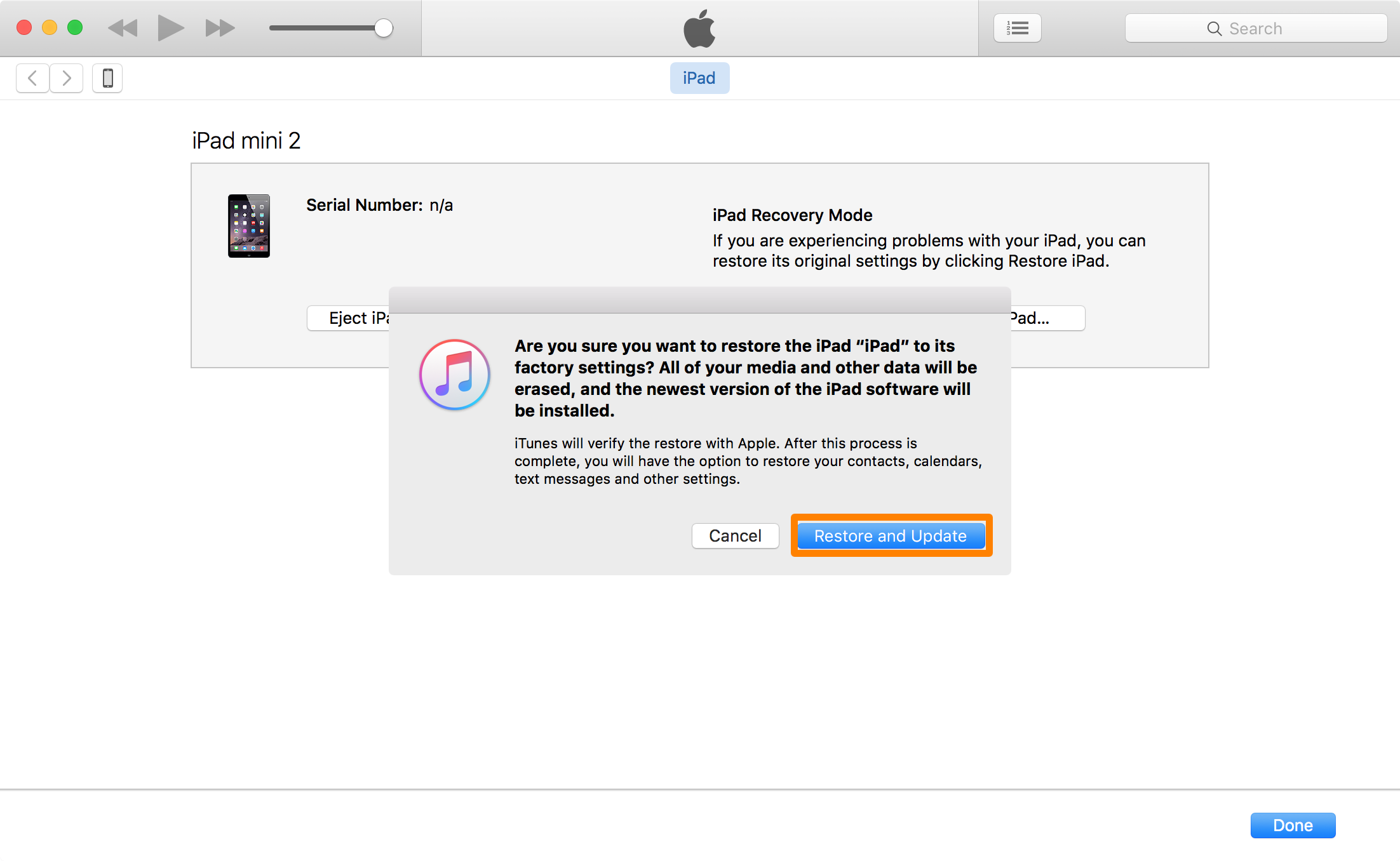 iTunes Restore and Update