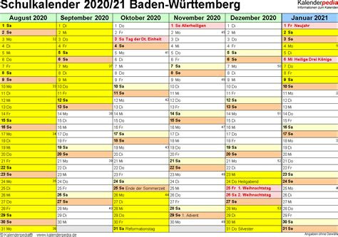Kalender 2021 Ferien Baden Württemberg 2021 Pdf ...