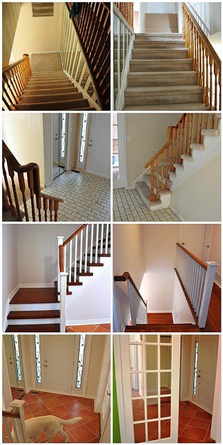Hall & stairs- before and after