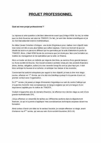 Lettre Projet Professionnel Exemple / Doc Ooreka Modele Projet