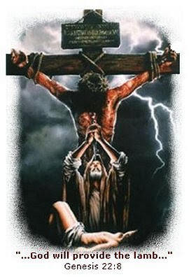 תוצאת תמונה עבור the lamb of God Abraham sacrifices isaac Jesus on the cross overhead"