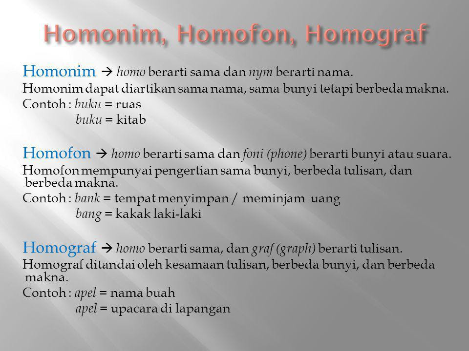Latihan Soal Bahasa Indonesia Materi Homonim