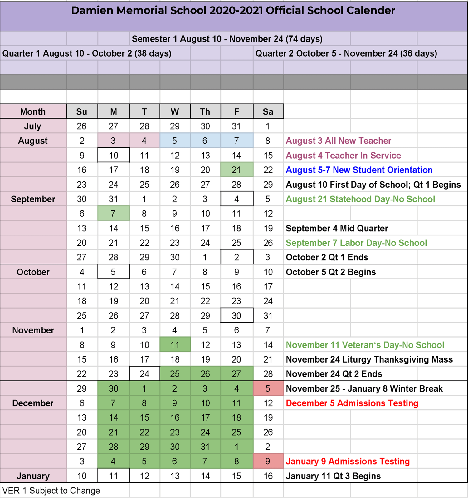 Academic Calendar Uh Manoa