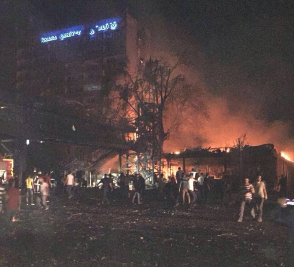 17 police are believed to have died after military helicopters attacked their headquarters building in central Ankara, pictured