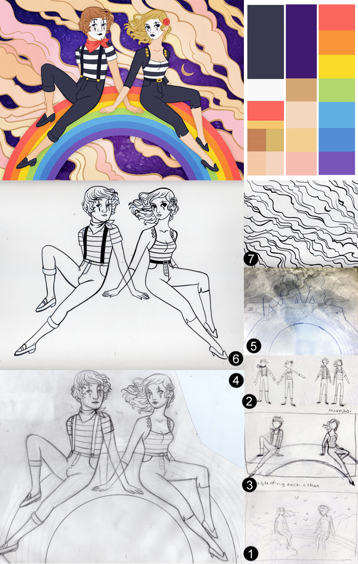 nancy muller - kiss a bug: Mimes and Rainbows + Owls and Flowers